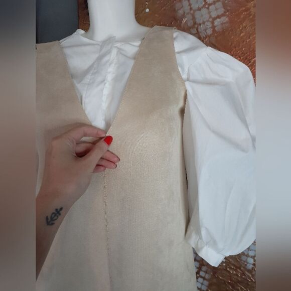 Nwt Zara Faux Suede Pinafore Style Mini Dress - Picture 10 of 14